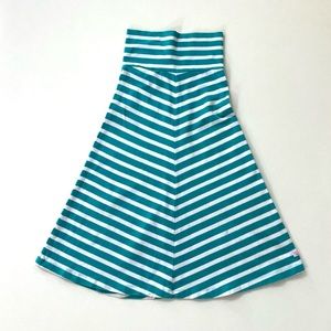 Ruffle Butts Teal & White Stripe Maxi Skirt 4T